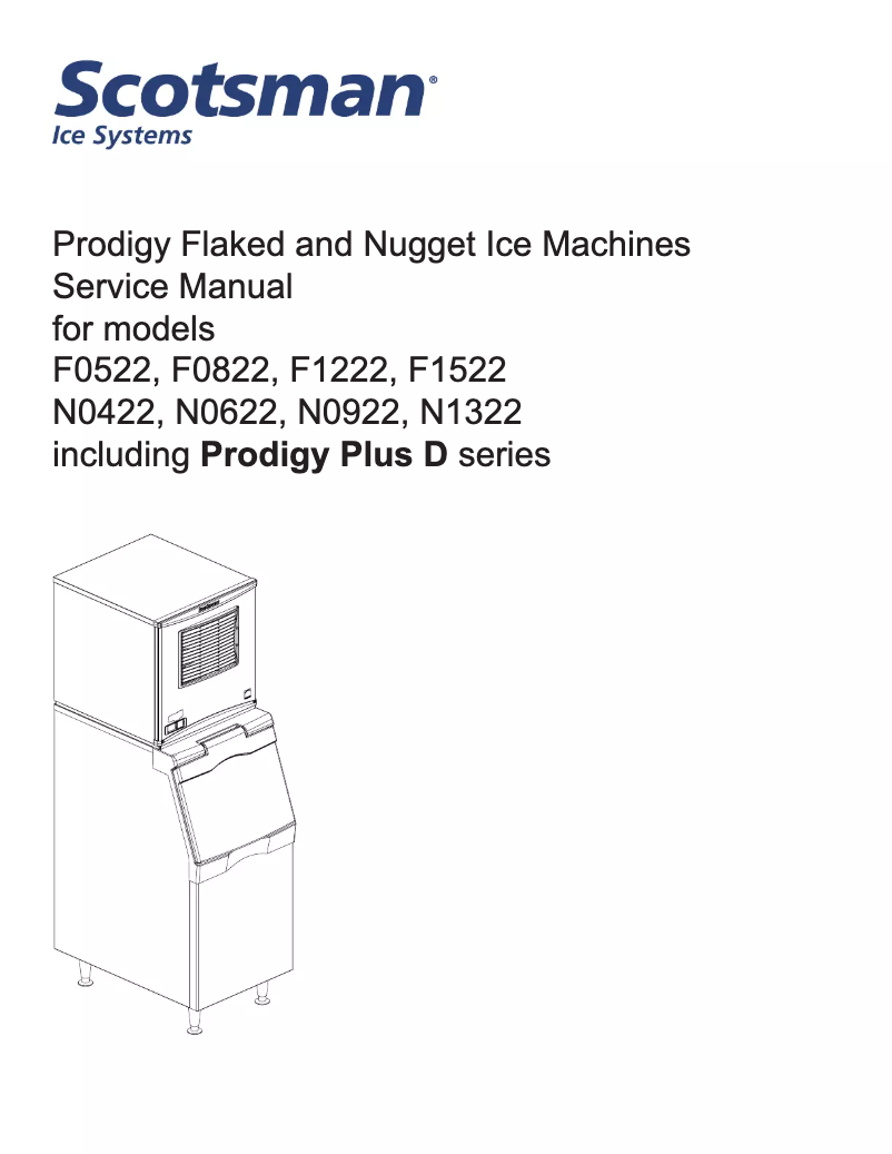 Page 1 de la notice Manuel d'utilisation et d'entretien Scotsman F1222A-32