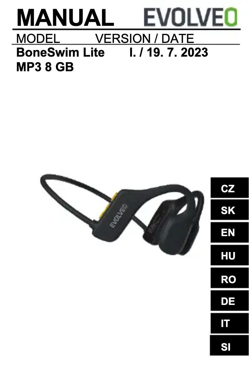 Image de la première page du manuel de l'appareil BoneSwim Lite MP3 8GB