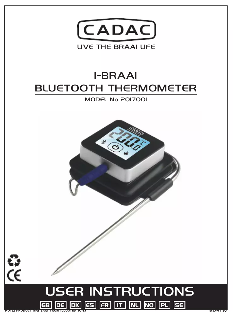 Imagen de la primera página del manual del dispositivo I-Braai 2017001