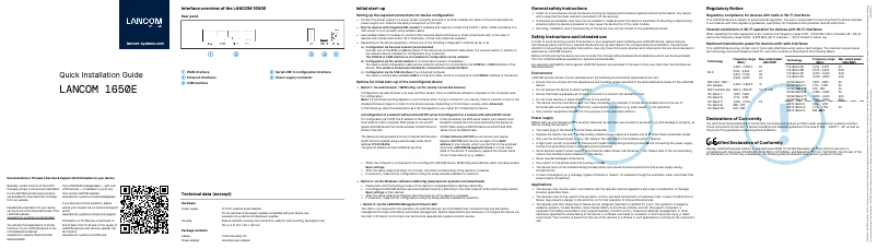 Page n°1 - Guide d'installation Lancom 1650E