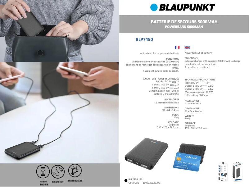 Imagen de la primera página del manual del dispositivo BLP7450