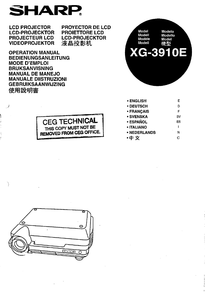 Page n°1 - Manuel utilisateur Sharp XG-3910E