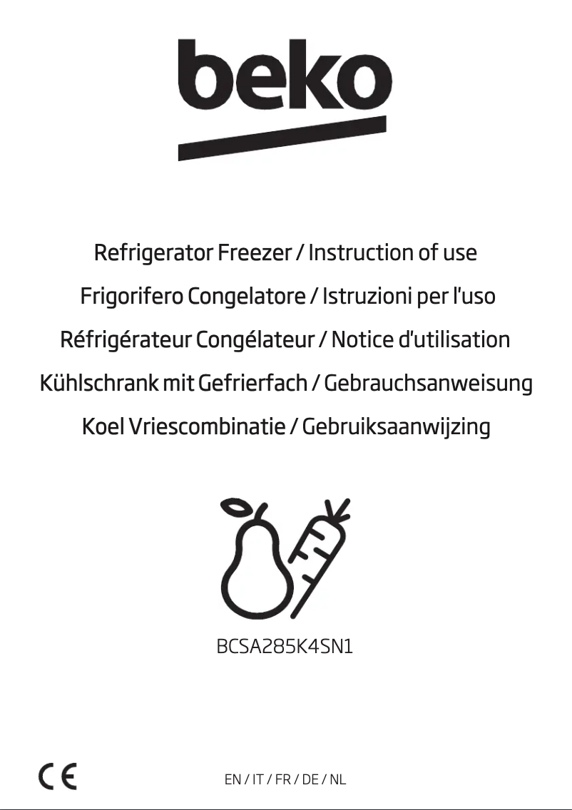Page 1 de la notice Manuel utilisateur Beko BCSA285K4SN1