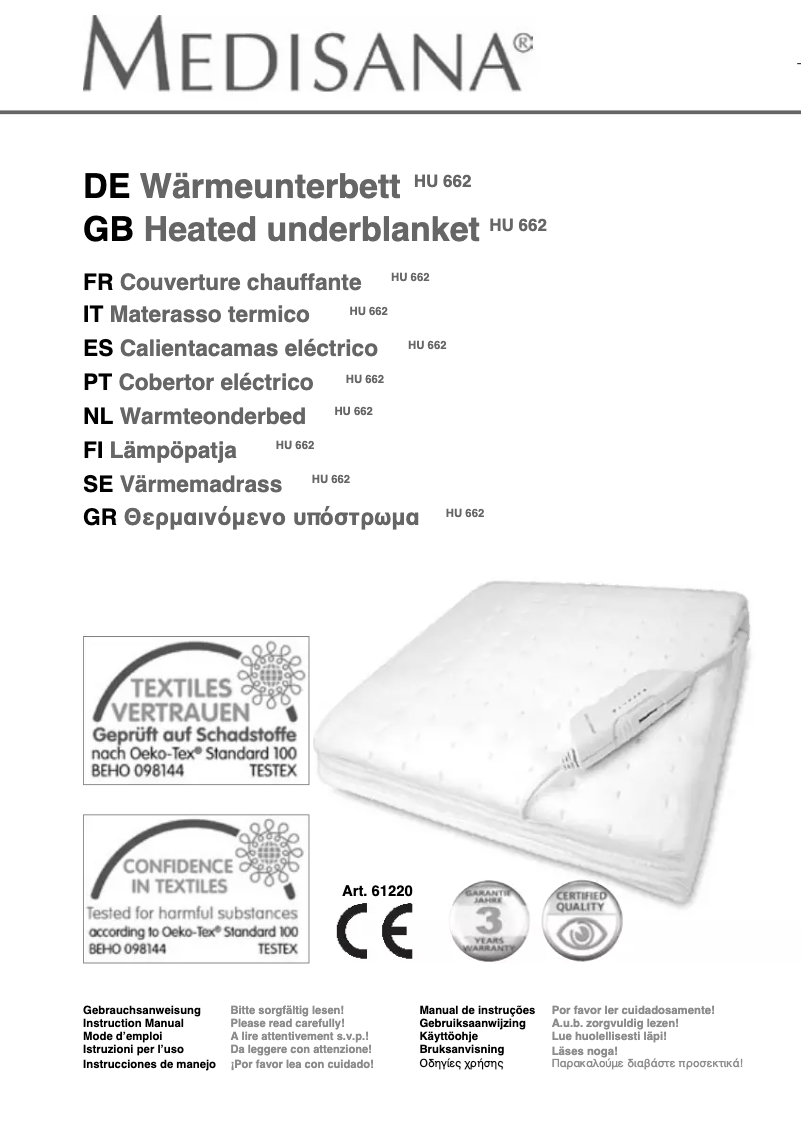 Page 1 de la notice Manuel utilisateur Medisana HU 662