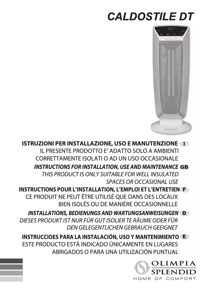 Image de la première page du manuel de l'appareil Caldostile DT