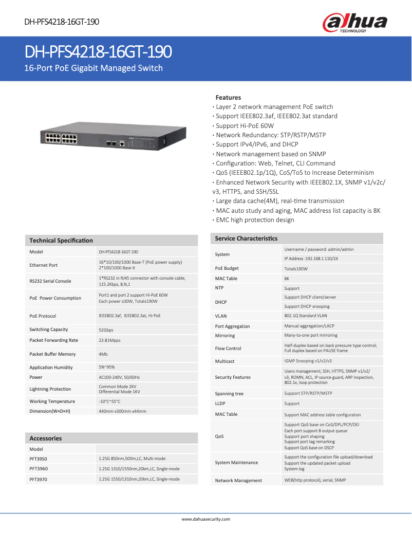 Image de la première page du manuel de l'appareil PFS4218-16GT-190