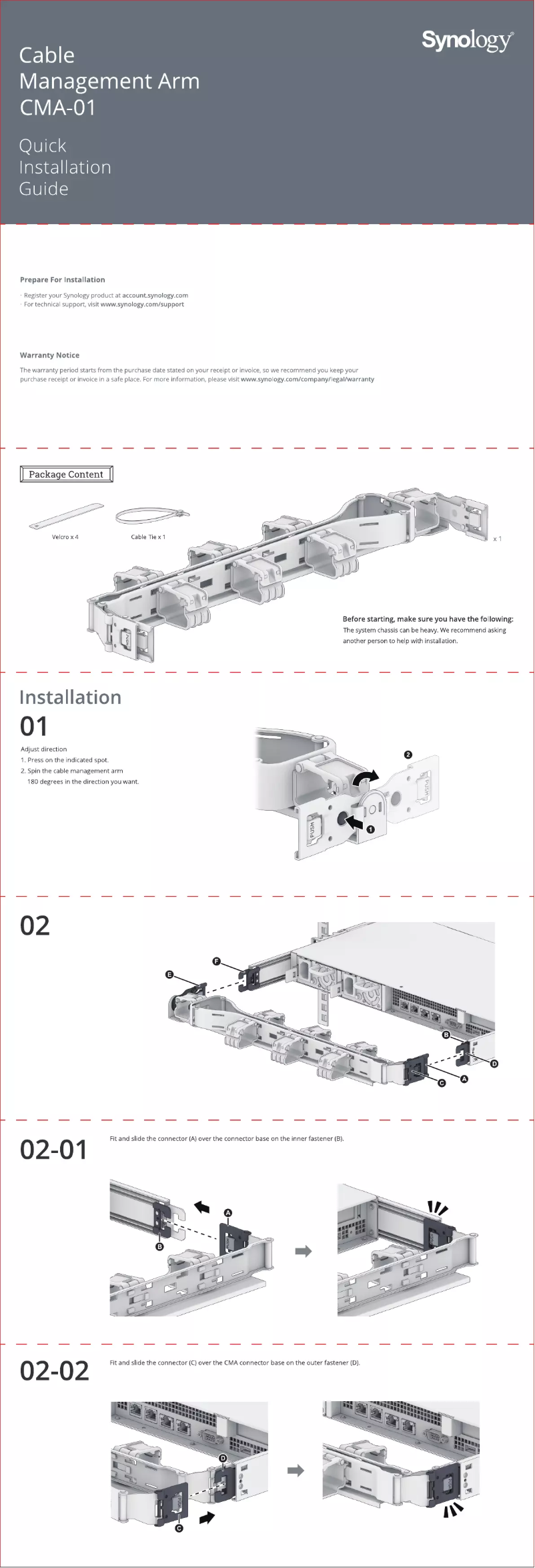 Page 1 de la notice Manuel utilisateur Synology CMA-01