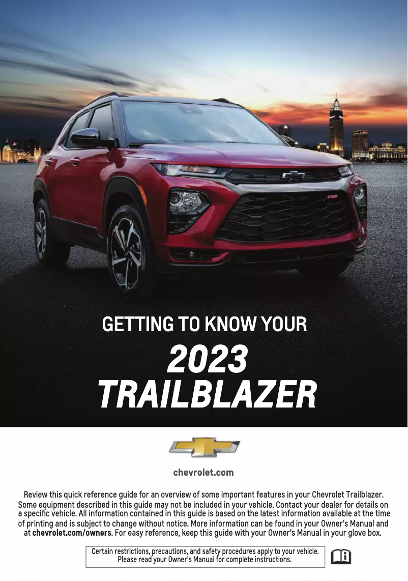 Page 1 de la notice Guide de démarrage rapide Chevrolet Trailblazer (2023)