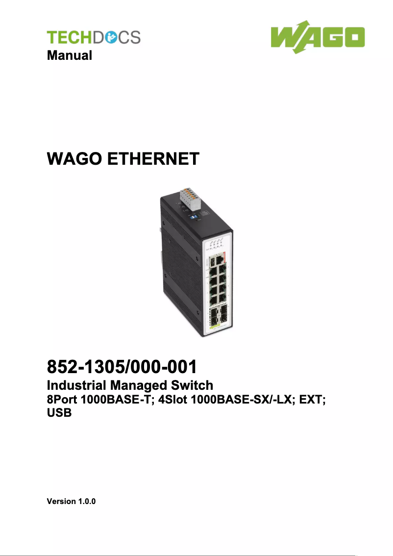 Image de la première page du manuel de l'appareil 852-1305/000-001