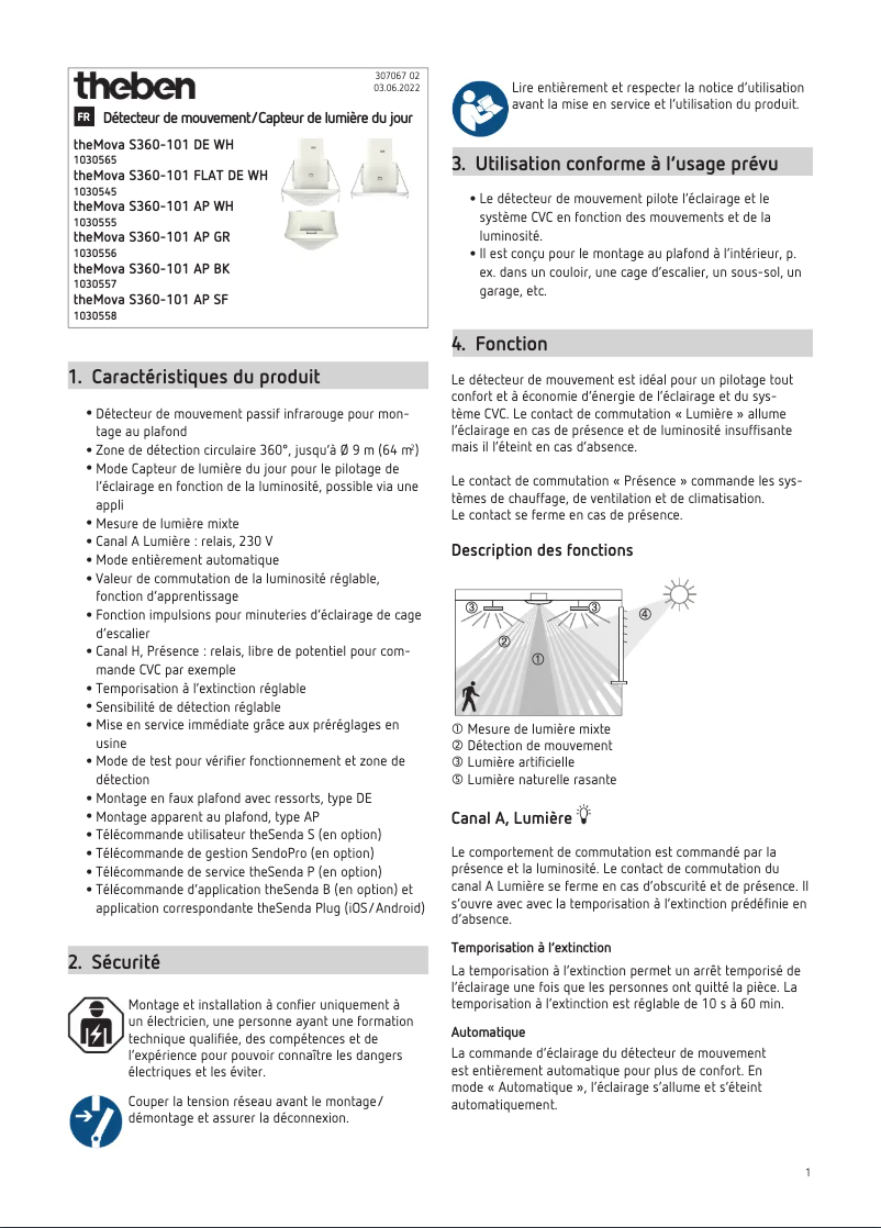 Page 1 de la notice Manuel utilisateur Theben theMova S360-101 AP