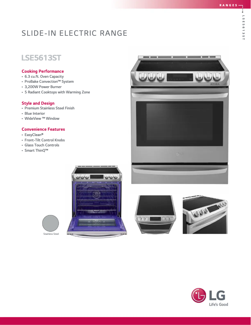 Page 1 de la notice Fiche technique LG LSE5613BM