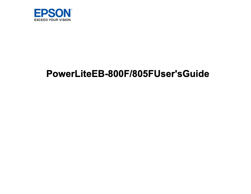 Página 1 del manual Manual de usuario Epson PowerLite 800F