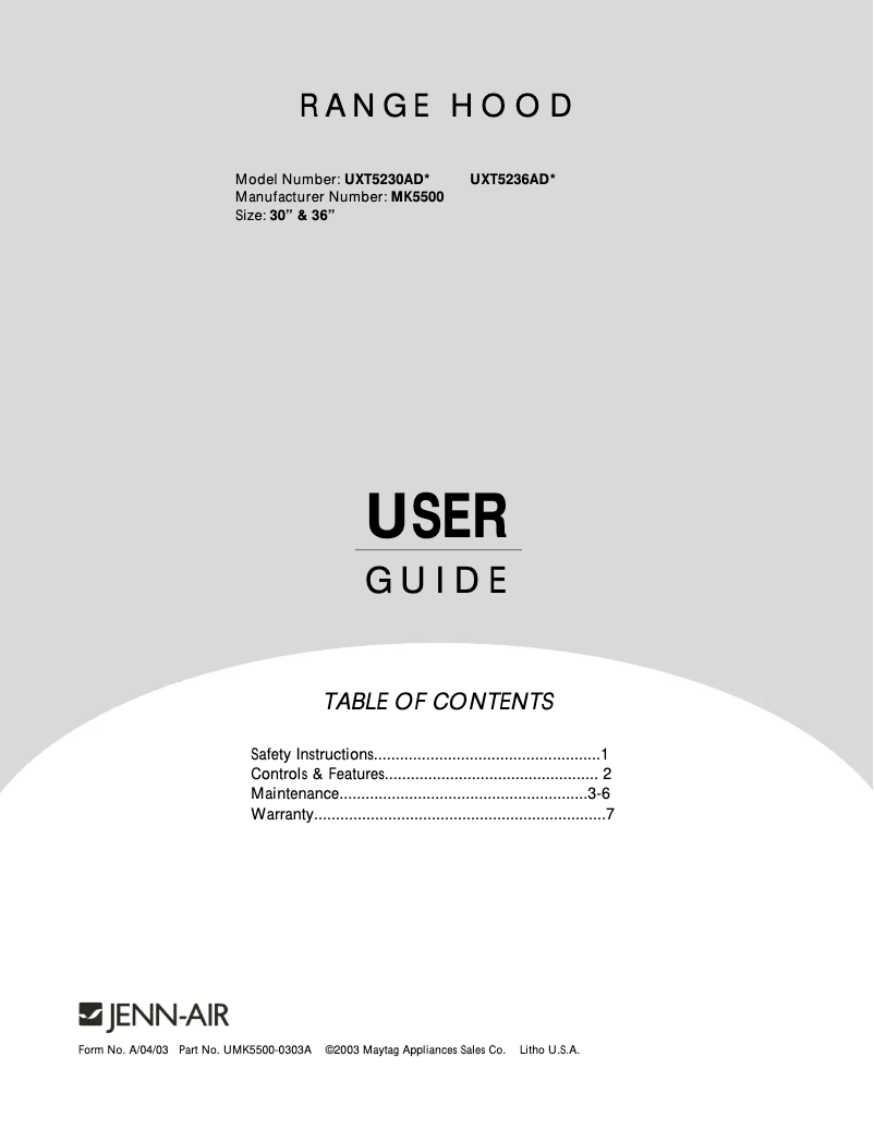 Página 1 del manual Manual de usuario KitchenAid UXT5230ADB