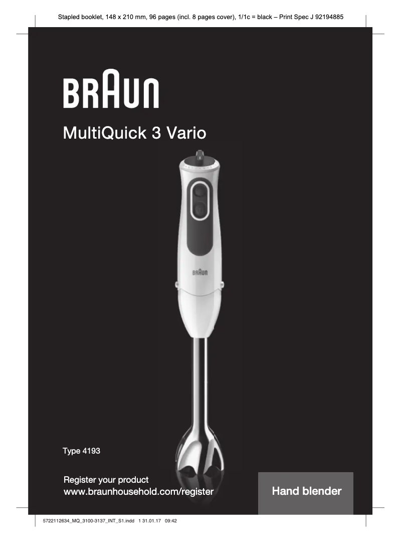 Page n°1 - Manuel utilisateur Braun MQ3137WH