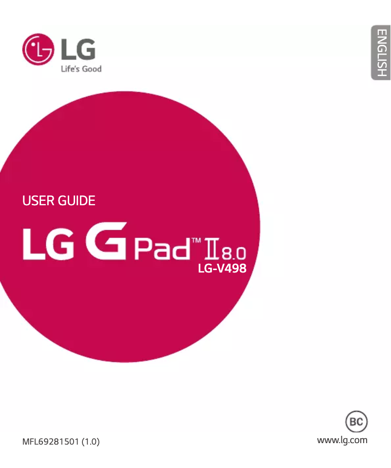 Image de la première page du manuel de l'appareil G Pad II 8.0