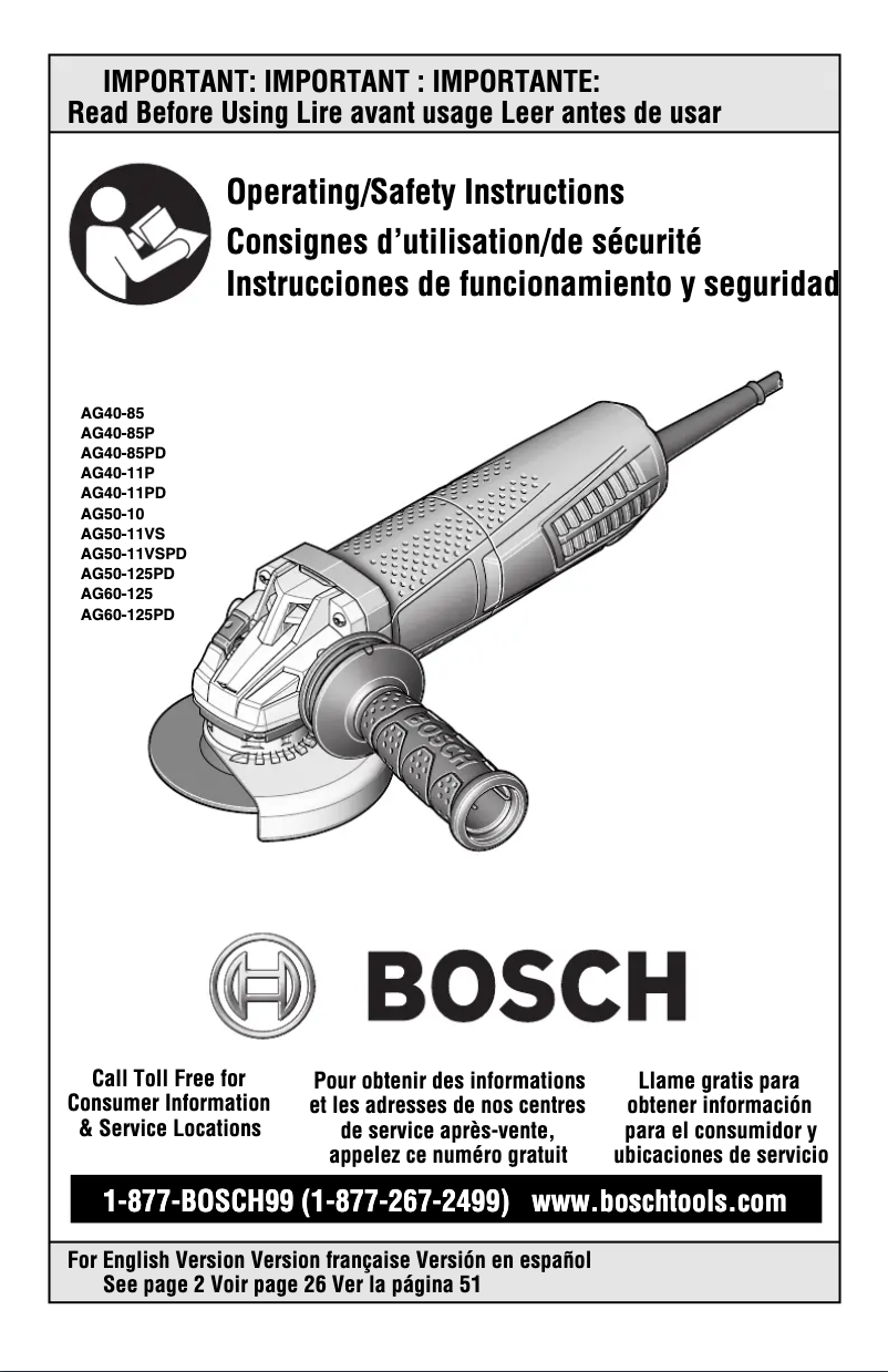 Page 1 de la notice Manuel utilisateur Bosch AG50-10