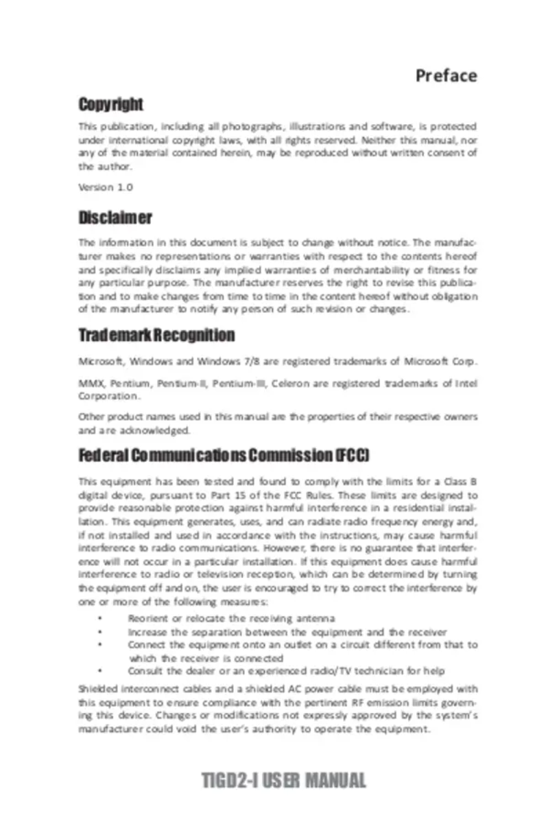 Image de la première page du manuel de l'appareil TIGD2-I