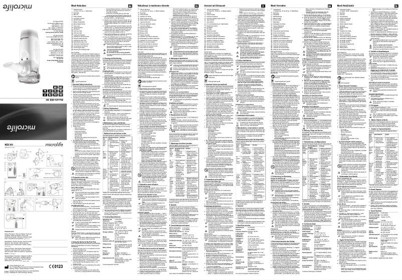 Page 1 de la notice Manuel utilisateur Microlife NEB 300