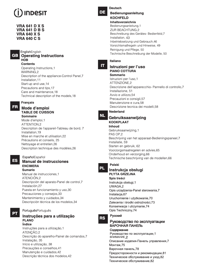 Image de la première page du manuel de l'appareil VRA 640 C (PT) S