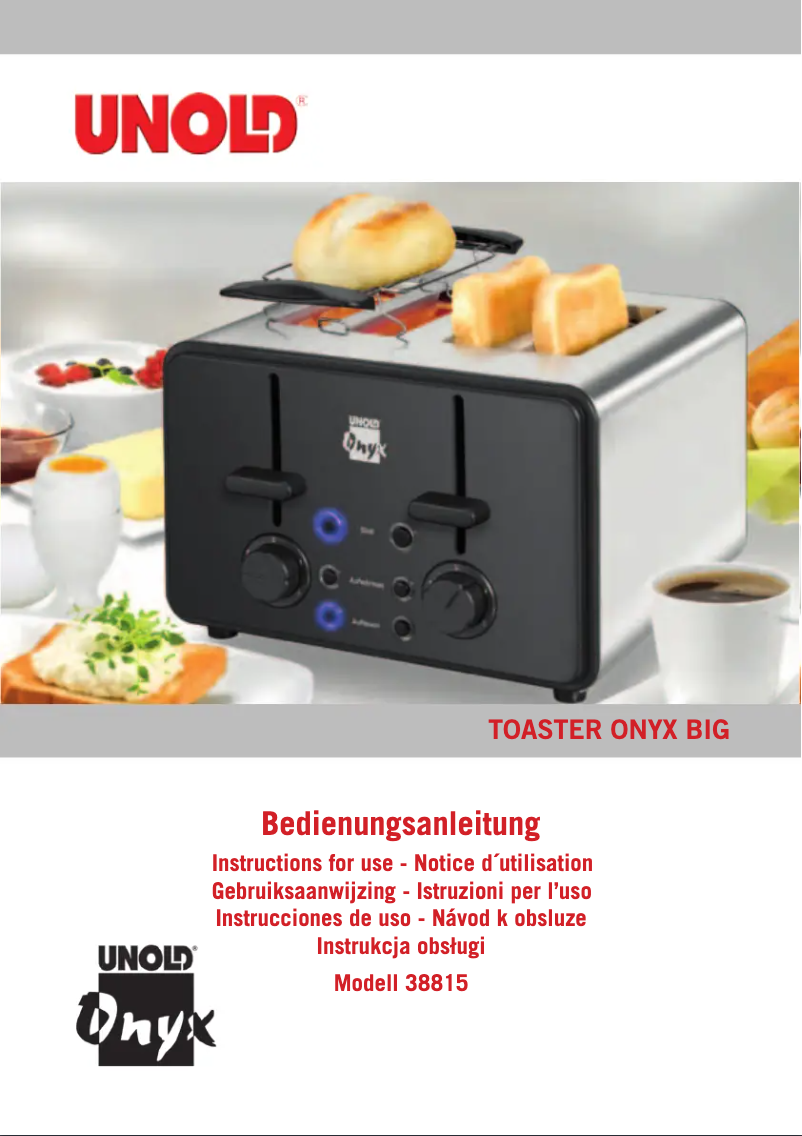 Image de la première page du manuel de l'appareil Onyx Big 38815