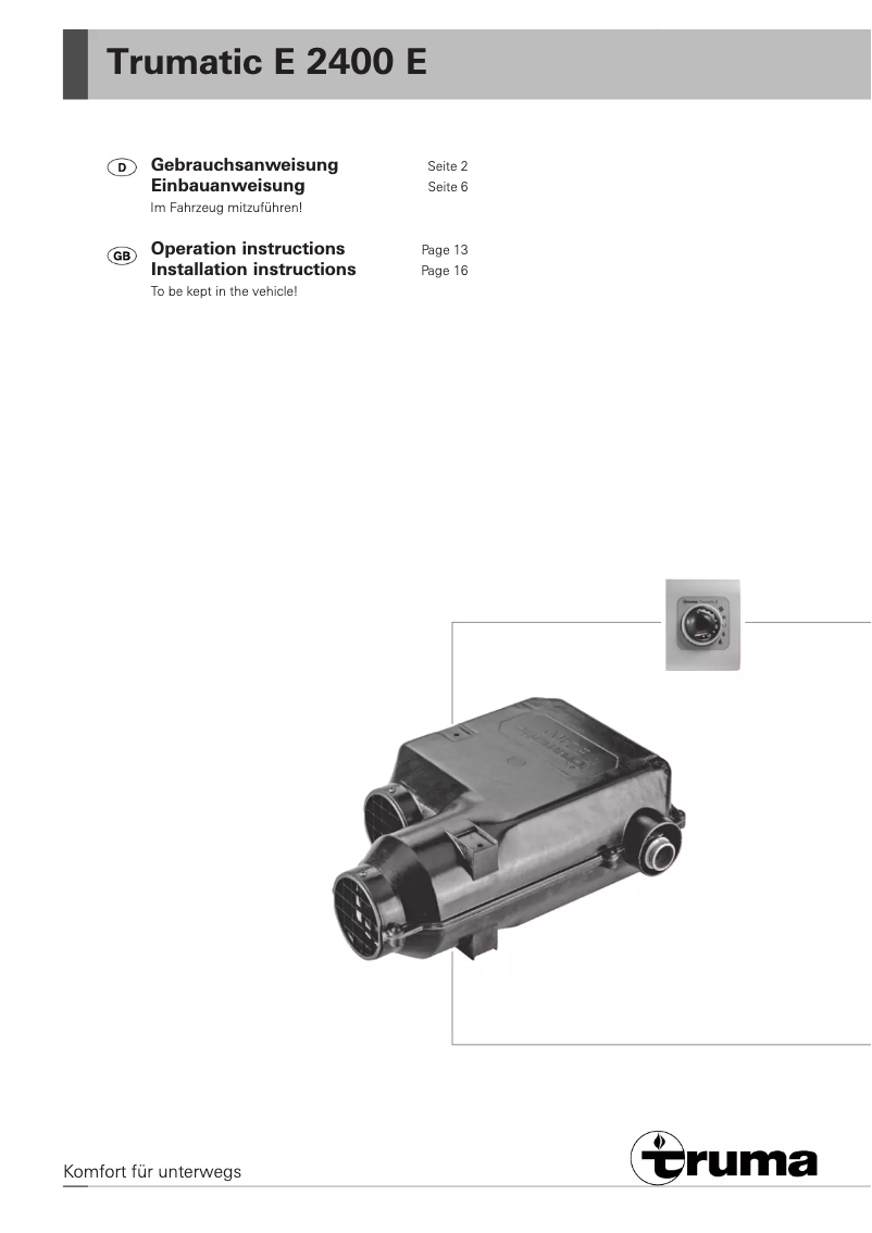 Image de la première page du manuel de l'appareil E 2400 E