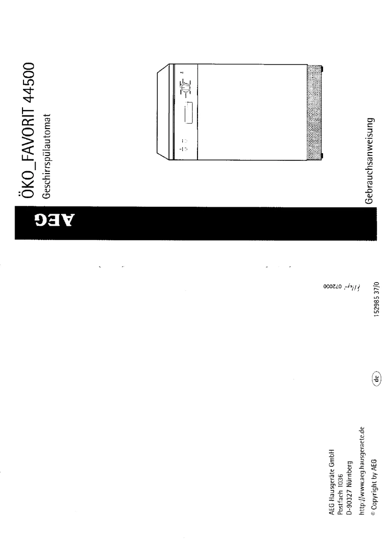 Page n°1 - Manuel utilisateur AEG-Electrolux ÖKO Favorit 40500