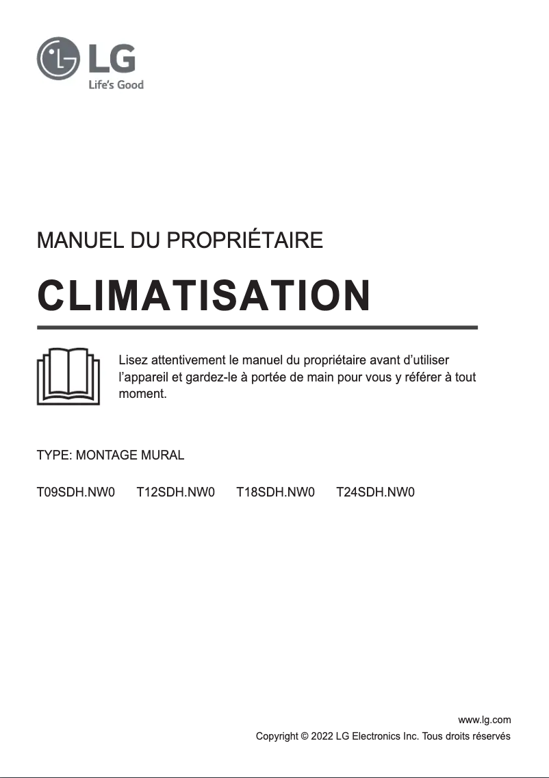 Page 1 de la notice Manuel utilisateur LG T12SDH