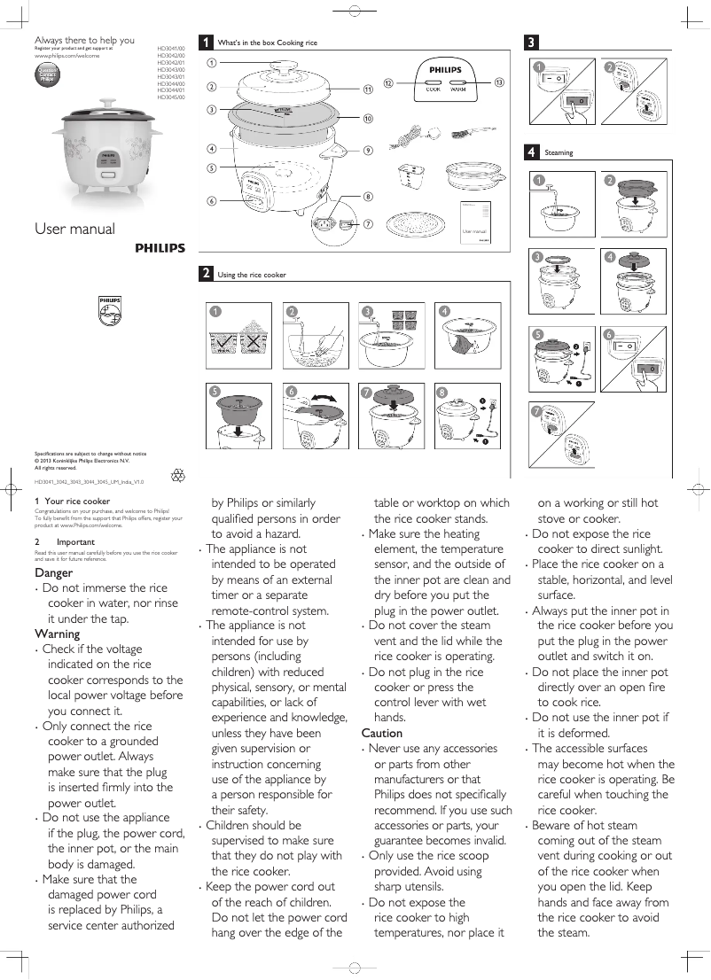 Page 1 of the manual User Manual Philips Daily Collection HD3044