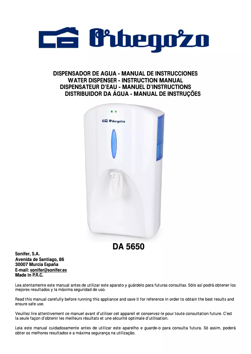 Image de la première page du manuel de l'appareil DA 5650