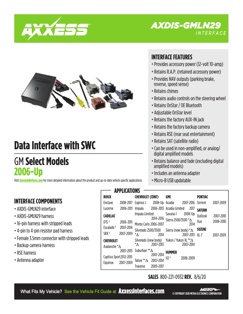 Page 1 de la notice Fiche technique AXESS AXDIS-GMLN29
