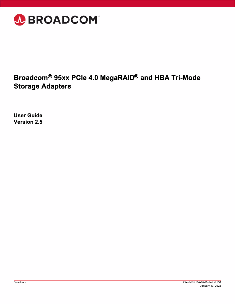 Page n°1 - Manuel utilisateur Broadcom MegaRAID 9560-8i