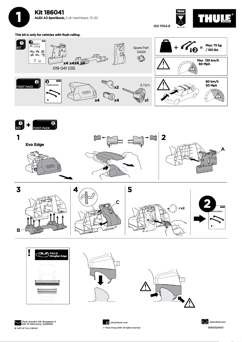Page n°1 - Manuel utilisateur Thule Kit 186041