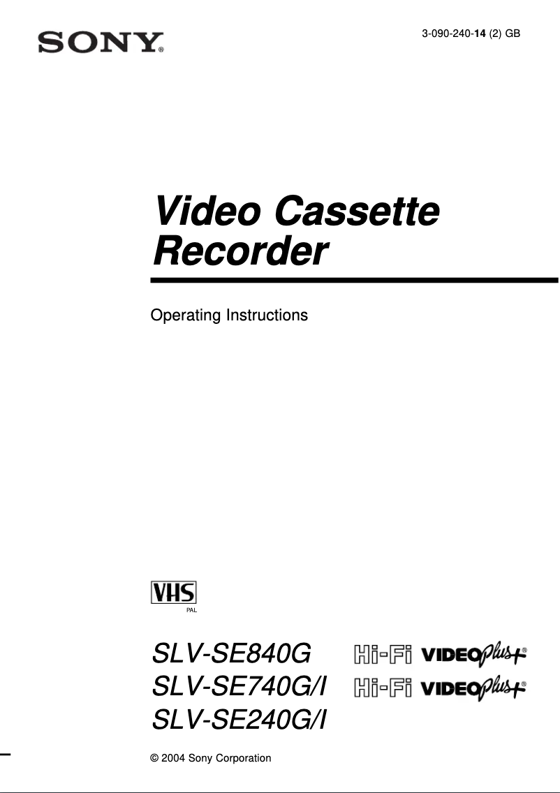 Page n°1 - Manuel utilisateur Sony SLV-SE240I