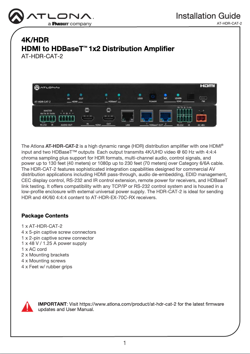 Image de la première page du manuel de l'appareil AT-HDR-CAT-2