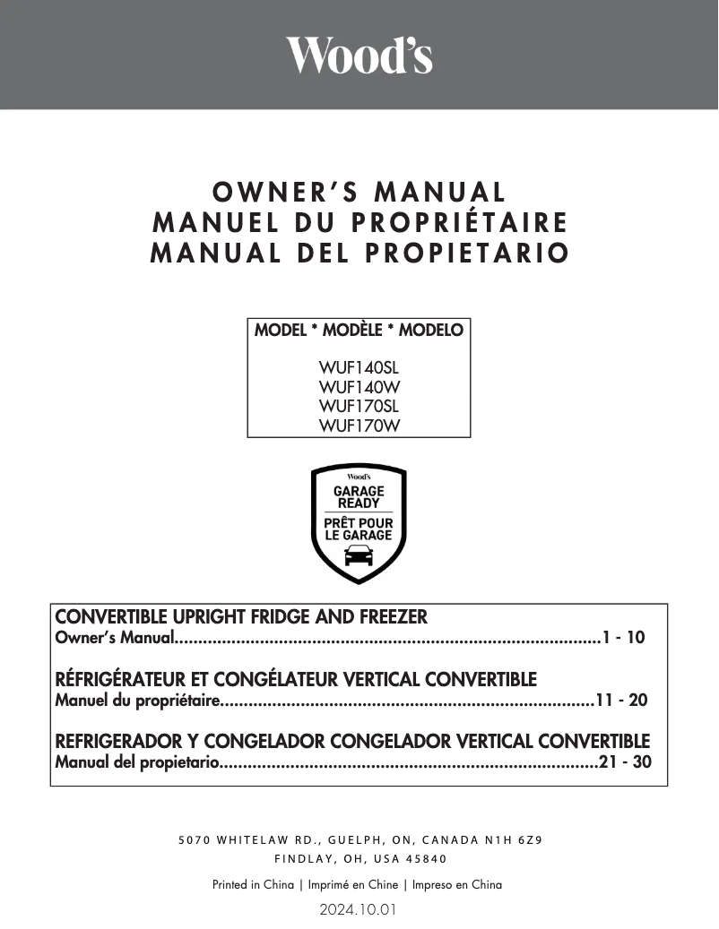 Image de la première page du manuel de l'appareil WUF140W