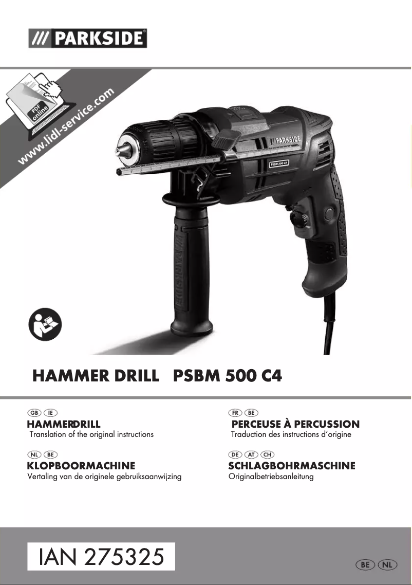 Page 1 de la notice Manuel utilisateur Parkside PSBM 500 C4