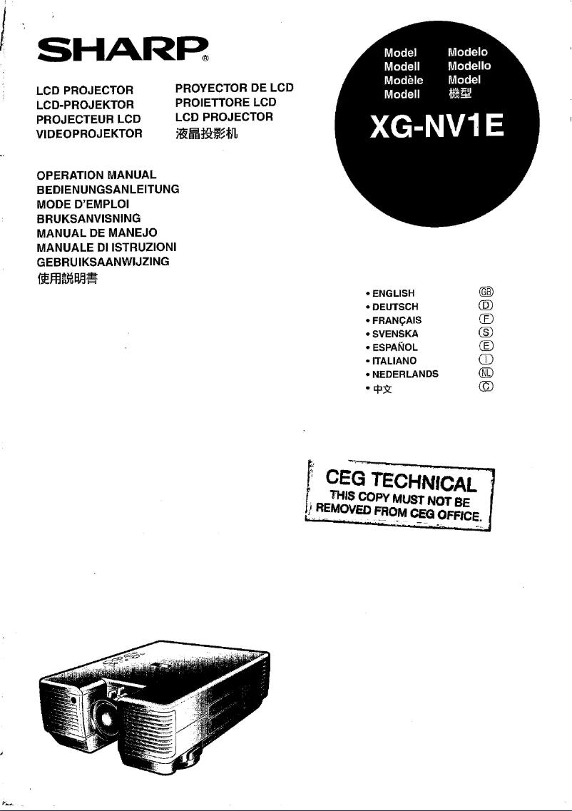 Page n°1 - Manuel utilisateur Sharp XG-NV1E