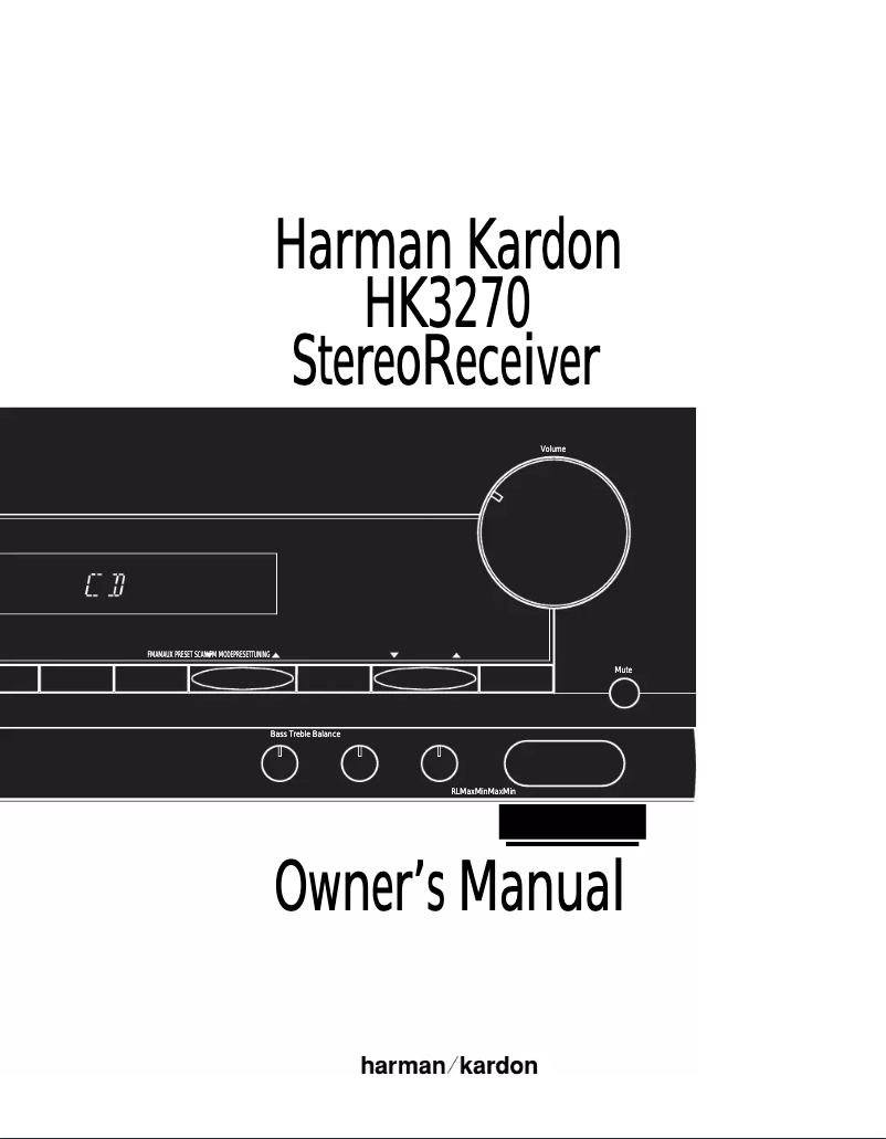 Page n°1 - Manuel utilisateur Harman Kardon HK3270