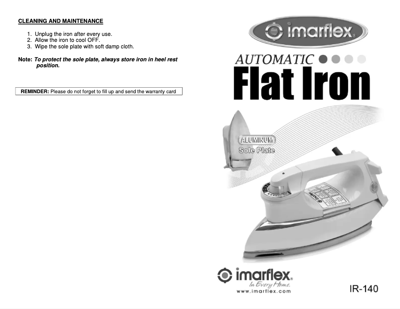 Page n°1 - Manuel utilisateur Imarflex IR-140