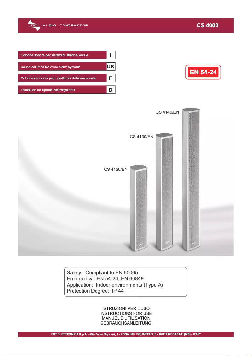 Page 1 de la notice Manuel utilisateur FBT CS 4140/EN