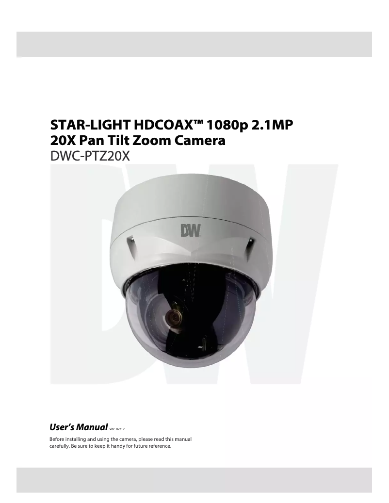 Page n°1 - Manuel utilisateur Digital Watchdog Star-Light DWC-PTZ20X
