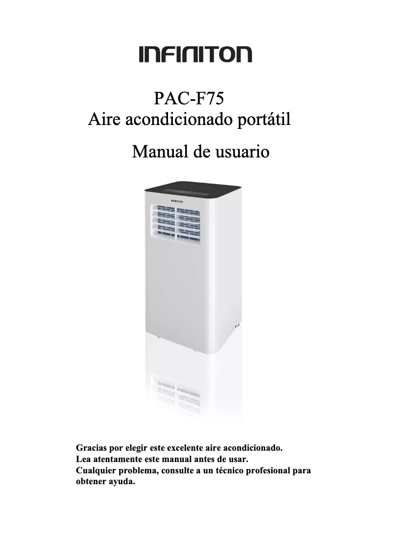 Image de la première page du manuel de l'appareil PAC-F75