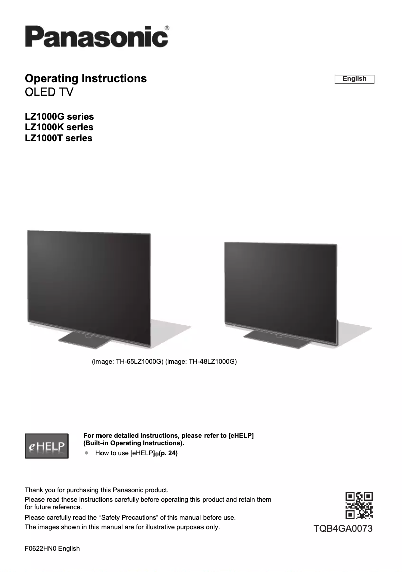 Page 1 de la notice Manuel utilisateur Panasonic TH-65LZ1000K