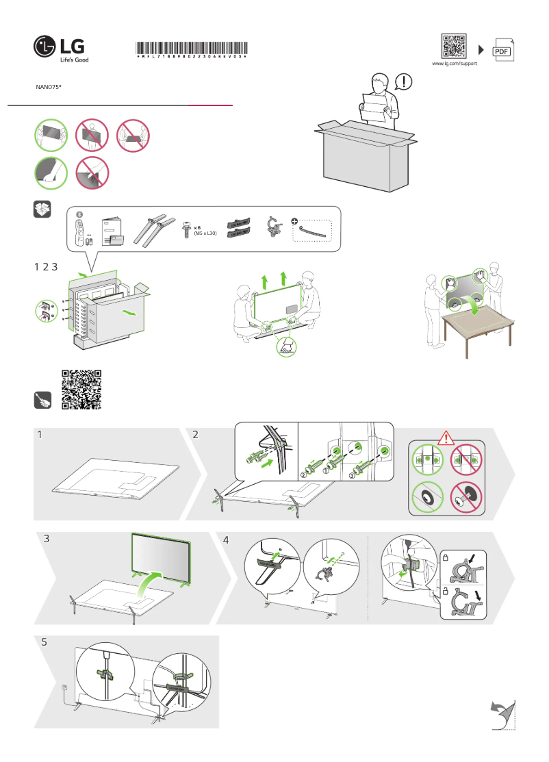 Page 1 de la notice Guide d'installation LG 86NANO756QA