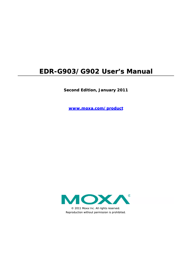 Page n°1 - Manuel utilisateur Moxa EDR-G903