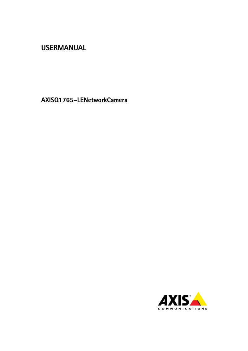 Page 1 de la notice Manuel utilisateur Axis Q1765
