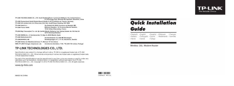Page 1 de la notice Guide d'installation TP-Link TL-WR841N