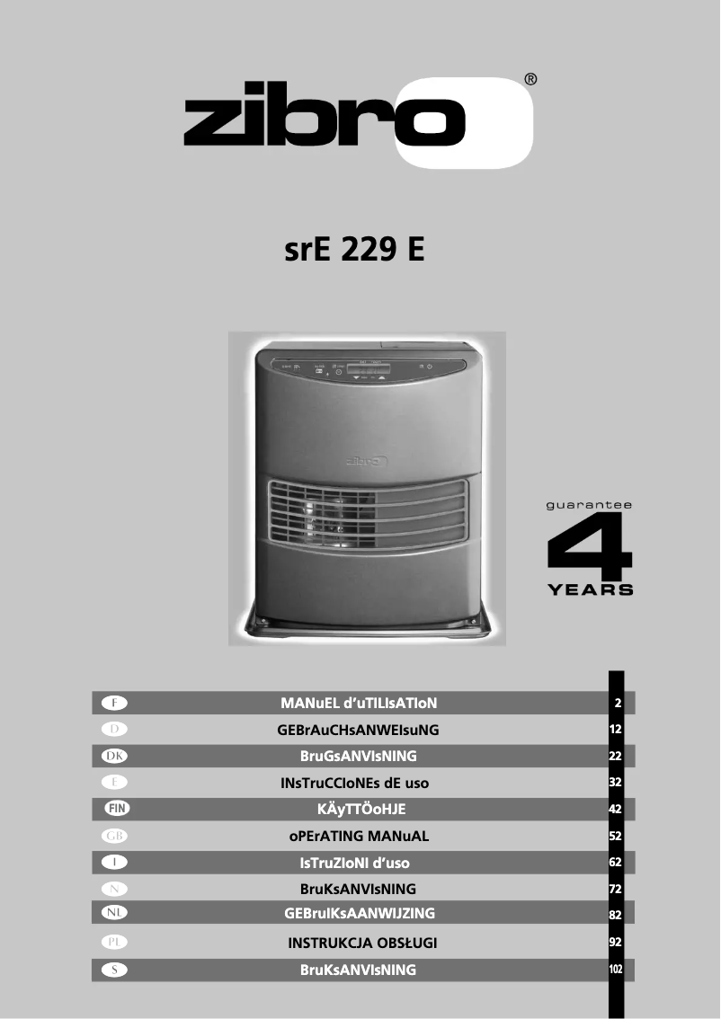 Page n°1 - Manuel utilisateur Zibro Kamin SRE 229 E