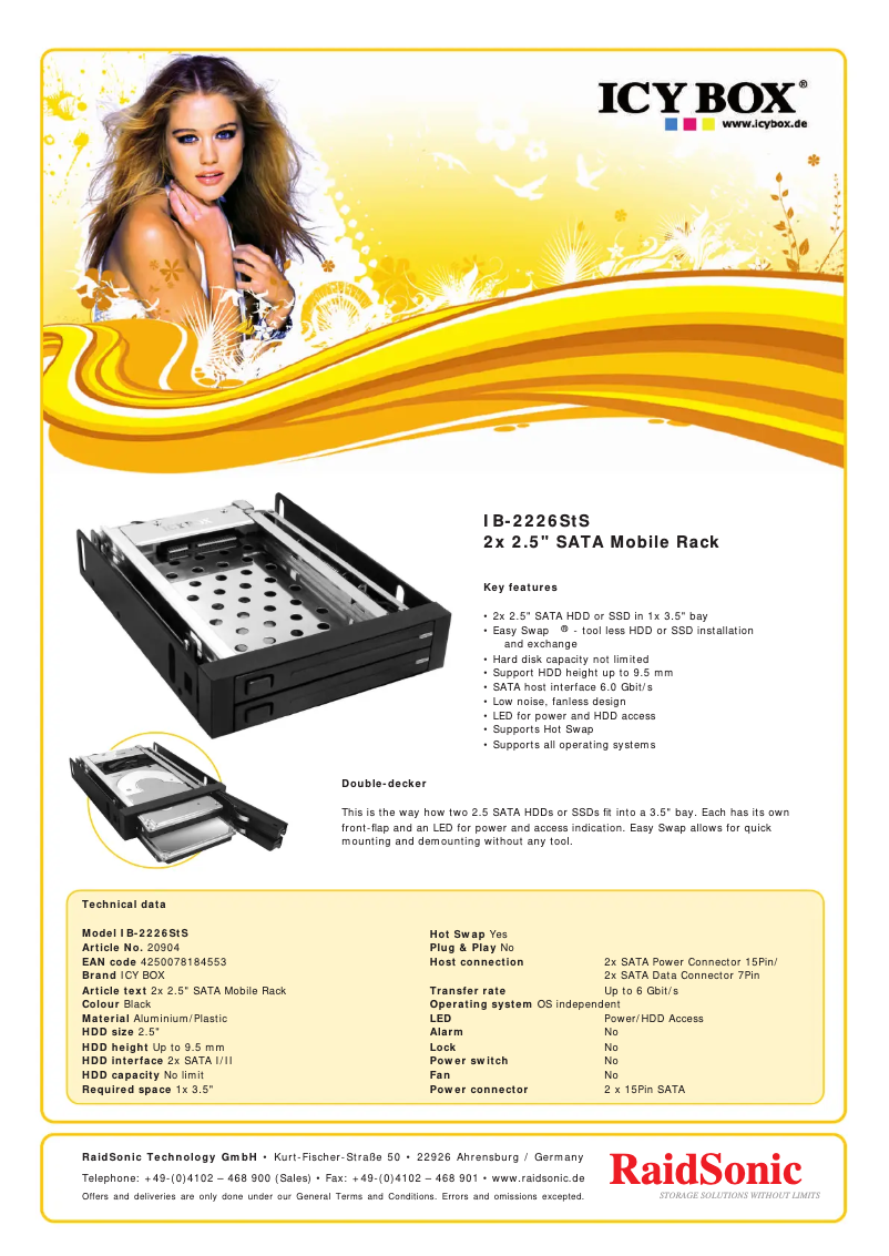 Página 1 del manual Ficha técnica Icy Box IB-2226STS