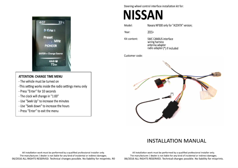 Page 1 de la notice Manuel utilisateur Pioneer CA-R-NI.007AE